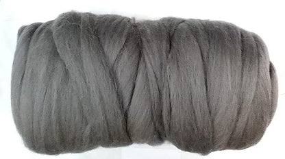 Kondoos Colored Natural Wool roving, 1 lb. Best Wool for Needle Felting, Wet Felting, handcrafts and Spinning. (Silver, 1 lb)