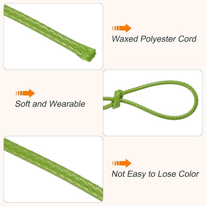 MECCANIXITY Waxed Cord 1.5mm Waxed Thread 87 Yard Wax String Leather Cord for Bracelet Making, Necklaces, Beading, Jewelry Making and DIY Crafts(Grass Green)