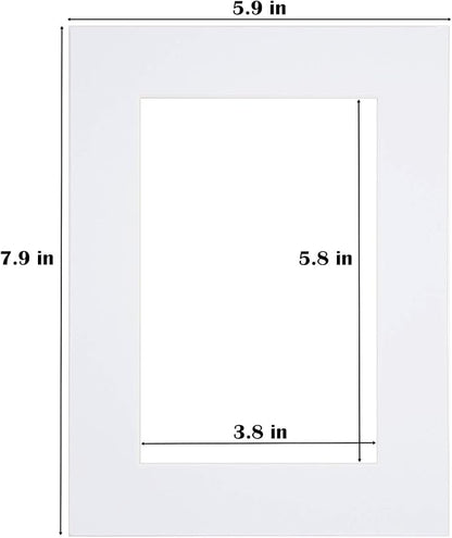 Egofine 6x8 White Picture Mats, Frame Mattes for 4x6 Pictures, Acid Free, 1.2mm Thickness, with Core Bevel Cut - Pack of 14