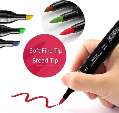 6PCS Skin Tone Markers Set, Double Tipped Soft Fine Tips and Brush Art Marker Set for Artist Adults Coloring Sketching (Deep)