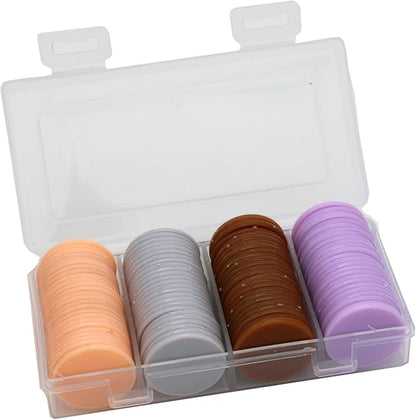 Set of 100 Opaque Plastic Learning Counters Mini Poker Chips Game Tokens with Storage Box (Peachpuff+Thistle+Chocolate+LightGray, 1.26 Inch)