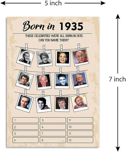 QUPT 1930s-themed Birthday Party Game Cards, Pack of 31 Cards for Adults, 5x7 Inches, Unisex, No Batteries Required