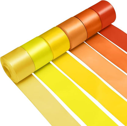 1-1/2 Inch Orange Satin Ribbons for Crafts, 6 Rolls Single-Faced Orange Assorted Ribbons for Gift Wrapping Flower Bouquet Wedding Invitations Bridal Shower Hair Bows Garland Party Decor