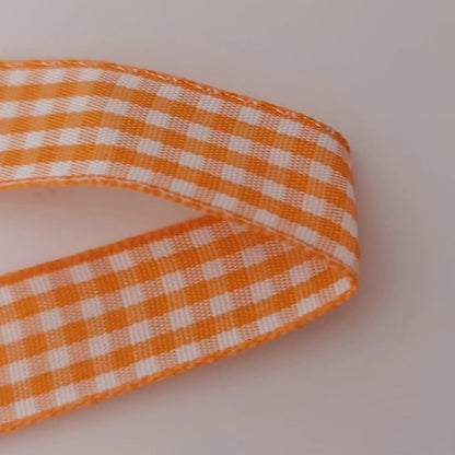 Orange Gingham Plaid Checked Ribbon 25 Yards Each Roll 100% Polyester (5/8",Orange)