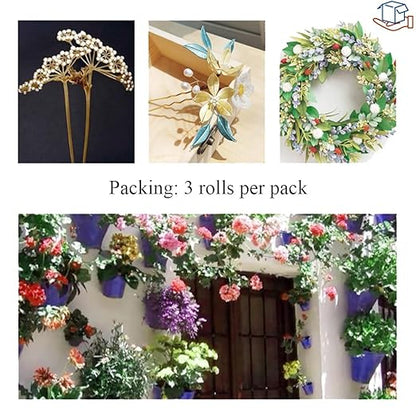 HAHIYO 26Gauge Red Metal Floral Wire - 3 Rolls, 115 Yards (345 Feet) - Flexible Paddle Wire for Craft, Christmas Wreath, Flower Arrangement, Bouquet Wrapping, Wedding, DIY