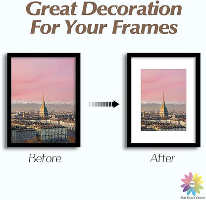 MBC MAT BOARD CENTER, 10 Pack 12x16 for 9x12 White Picture Mats Frame Mattes, Bevel Cut, Acid Free, 4-ply Thickness