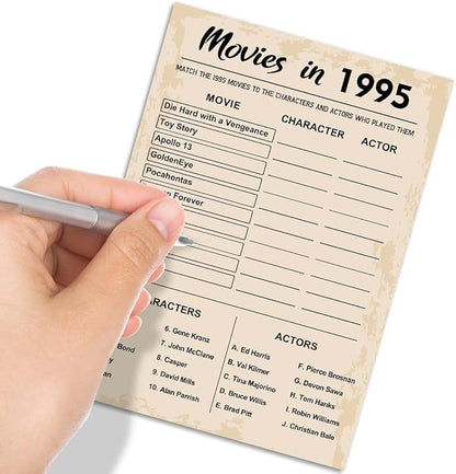 QUPT 30th Birthday Party Games, Movies in 1995 Games, Birthday Party Supplies for Adults, Fun 1995s Party Game，Pack of 30 Cards