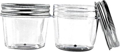 novelinks 4 oz Clear Plastic Jars with Screw-On Lids – Reusable Round Containers for Slime, Food, Spices, Crafts & Kitchen Organization – BPA-Free Storage Jars, 20 Pack