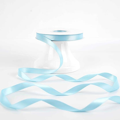 HUIHUANG Blue Satin Ribbon 1/2 inch X 50 Yards Continuous, Baby Blue Double-Faced Satin Ribbon for Gift Wrapping, Bows, DIY Crafts, Flower Bouquet, Baby Shower Wedding Decor