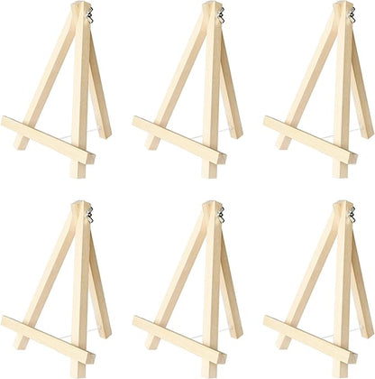 Kinlink 9 Inch Tall Wood Easels for Display Set of 6, Display Easel Tabletop, Painting Easel Stand for Artist Students