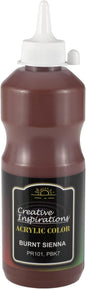 Creative Inspirations Acrylic Paint - Burnt Sienna - 500 mL Bottle - Smooth & Creamy Consistency, Vibrant Pigmentation, Great Coverage for Artists - Clean Up with Soap & Water