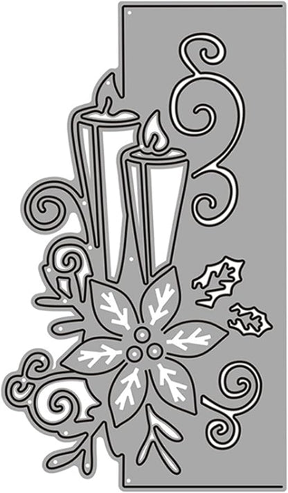 Metal Cutting Dies DIY Merry Christams Embossing Stencil Template Scrapbooking Card Making Mold Photo Album Arts Crafts Tools (Christmas Candle lace-7.6x12.9cm)