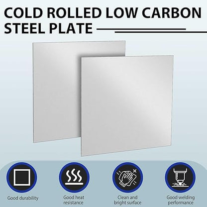 1 Pcs 16 Gauge 8 x 8 Inch Metal Steel Sheet Steel Plate Mild Carbon Cold Rolled Square Weldable Metal Panels for Outside Industrial DIY Use Projects Weld Accessories