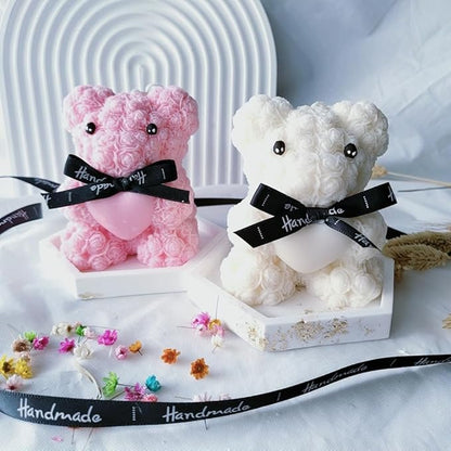 Rose Bear Candle Mold,Teddy Bear Silicone Molds for Candle Making,Epoxy Resin Bears Molds for DIY Handmade Soaps, DIY Candle, Mother's Day Gifts, Birthday Gifts, Home Decor Crafts (Mini)