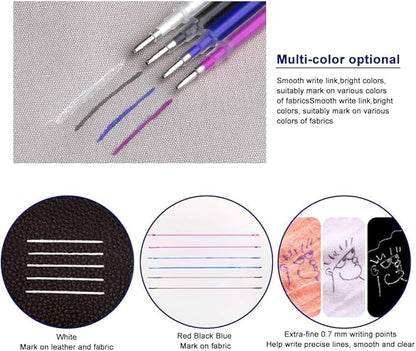 4 Colors Heat Erasable Pens: Fabric Marking Pens Auto-Vanishing Pen Sewing Friction Pens with 20pcs Replaceable Pen Refills for Sewing Quilting Dressmaking and Embroidery