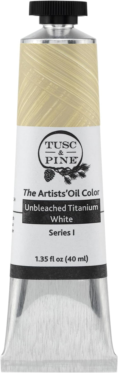 Tusc & Pine Artist Oil Paint - Unbleached Titanium White, 40 ml, Non-Yellowing, Rich & Creamy Consistency, Maximum Pigment Load, Small Batch Milled Oil Paints Made in the USA for Professional Artists