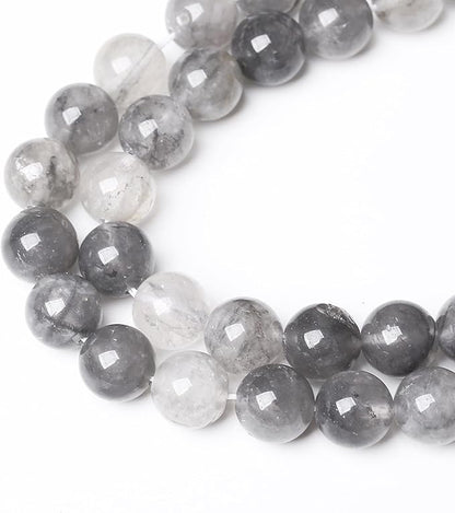 60pcs 6mm Natural Grey Cloud Crystal Stone Beads for Jewelry Making Energy Healing Power Stone Beads DIY Bracelet Necklace Accessories 15"(6mm, Grey Cloud Crystal)