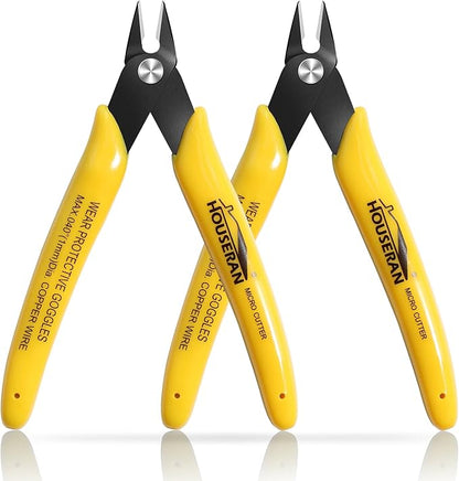 Flush Cutters, 2 Pack Side Cut Nippers, 5 Inch Micro Flush Cut Pliers with Spring, Mini Wire Cutters Model Nippers Flush Cutters for Jewelry Making, Plastic Models, Zip Ties, Electronics