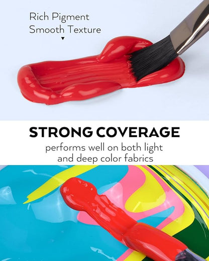 Nicpro 18 Colors Permanent Fabric Paint (8.45 oz, 250 ml) Soft Fabric Paint for Clothes, Non-Toxic Textile Paint for Fabric DIY Crafts, T-shirts, Shoes Jeans Bags Canvas for Adult with Color Wheel