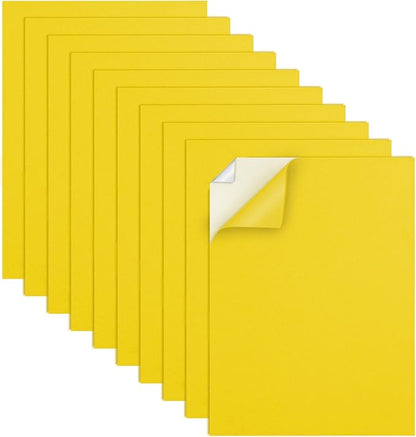MEARCOOH Self Adhesive Foam Sheets, Yellow 9x12 Inch 2mm Sticky Eva Foam Paper for Crafts Cardmaking Photo Frames Classroom Scrapbooking Christmas Crafts (Yellow 10 Sheets)