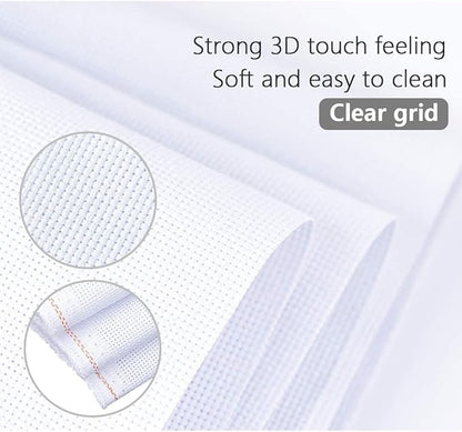 Cross Stitch Aida Fabric 14 Count, 59 by 39 Inch Large Size, Classic Reserve Cross Stitch Aida Cloth for Home DIY Embroidery Decoration