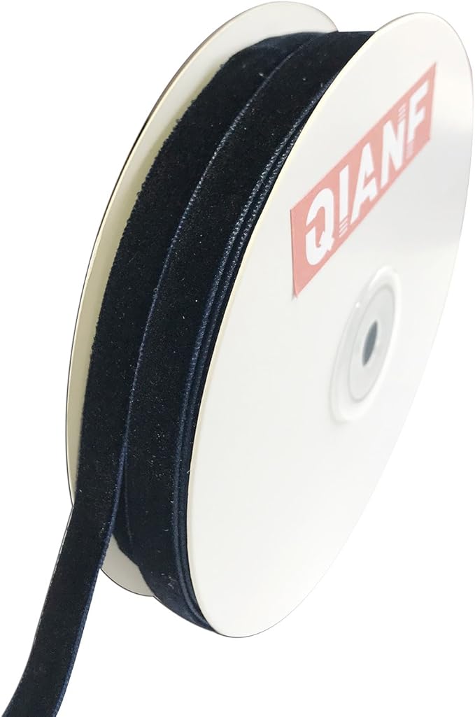 Vintage Navy Blue Velvet Ribbon, 3/8 Inch X 25Yd