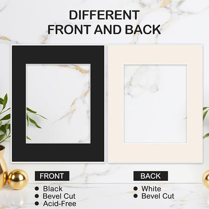 Prudiut 15 Pack 11x14 Black Picture Mats, Frame Mattes for 8 x10 Pictures Display Photo Frame Mat Core Bevel Cut Mat Board Show Kit for Photos, Prints, Artworks