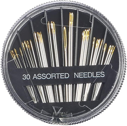 Eketirry Premium Hand Sewing Needles，30-Count Assorted Needles for Sewing Repair, 6 Different Sizes Sewing Needles with 2 Threaders (Black,1)