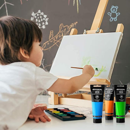 GOTIDEAL Acrylic Paint Gray Tubes(120ml, 4.1 oz) Non Toxic Non Fading,Rich Pigments for Painters, Adults & Kids, Ideal for Canvas Wood Clay Fabric Ceramic Craft Supplies (Gray)