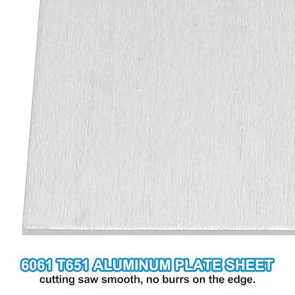 PATIKIL 6061 T651 Aluminum Sheet Metal 12 x 12 x 1/32(0.0315") Inch 2Pcs Flat Plain Aluminum Plate Covered Stock with Protective Film, Heat Rectangle 0.8MM for Lndustry Crafting