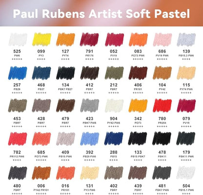 Paul Rubens Professional Soft Pastels, 40 Portrait Colors Chalk Pastels Vibrant Smooth and High Adhesion for Painting, Drawing, Blending, Crafting, Ideal Art Supplies for Artists, Beginners