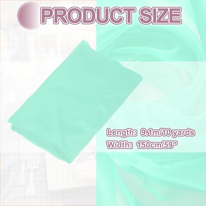 MECCANIXITY Iridescent Sheer Organza Fabric, 10 Yards x 59 Inches Solid Holographic Shiny Fabric Organza Cloth for Wedding, Curtains, Costume, Photo Background, Cyan