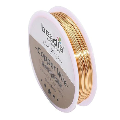 KC Gold Copper Wire 0.8mm Bead Cord for Bracelet Necklace Charm Beading Jewelry Making 9yard