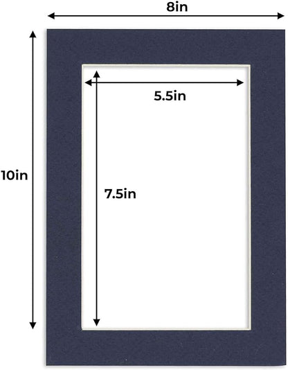 6x8 Mat for 8x10 Frame - Precut Mat Board Acid-Free Navy 6x8 Photo Matte Made to Fit a 8x10 Picture Frame, Premium Matboard for Family Photos, Show Kits, Art, Picture Framing, Pack of 1 Mat