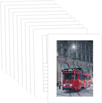 MBC Mat Board Center, 10 Pack 11X14 for 8X12 White Picture Mats Frame Mattes, Bevel Cut, Acid Free, 4-Ply Thickness