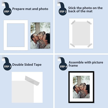 Mat Board Center, Pack of 20, 16x20 for 12x16 White Photo Picture Mats - Acid Free, 4-ply Thickness, White Core - for Pictures, Photos, Framing