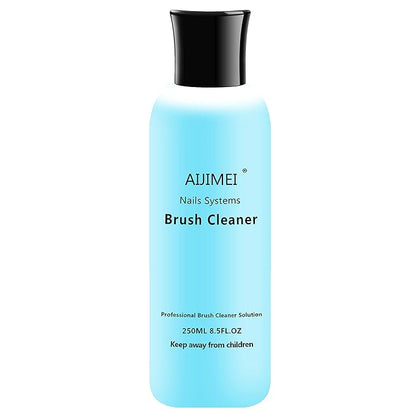 Aijimei Acrylic Nail Brush Cleaner - Liquid Paint Brush Cleaner for Nails Artists (250ml/8.5 FL.OZ)