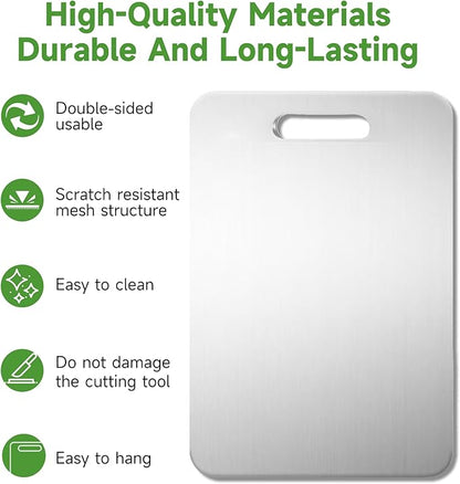 Titanium Cutting Board - 2025 New Upgrade 100% Pure Titanium Cutting Boards for Kitchen Double Sided Non Toxic Cutting Board,Hygiene Durable Dishwasher Safe Chopping Board(L:15.35IN*11.02IN)