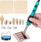 YIHUA 930-IV Pyrography Wood Burning Pen Kit Adjustable Temperature, Power Switch, Heat Deflector, Rubber Grip with 10 Pyrography Tips, 2 Wood Pieces, Flip-Up Pen Stand, for Woodburning DIY Crafts