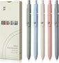 FIOVER Gel Pens, 5pcs 0.5mm Quick Dry Black Ink Fine Point Smooth Writing Pens High-End Series Ballpoint for Office School Supplies(Morandi)