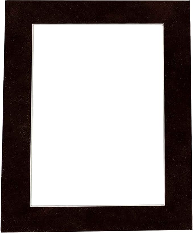 8x10 Mat Bevel Cut for 6x8 Photos - Acid Free Black Suede Precut Matboard with Backing Board and Crystal Clear, Self Seal Photo Mat Bag - for Pictures, Photos, Framing - 4-ply Thickness