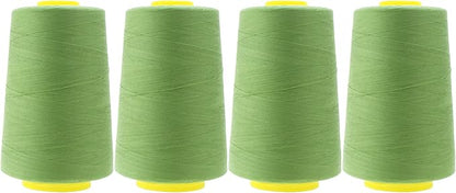 Mandala Crafts 4 Pack of Serger Threads Cones Spools - 40S/2 24000 Yards Polyester Sage Green Threads for Sergers Machine and Overlock Quilting Sewing Machine