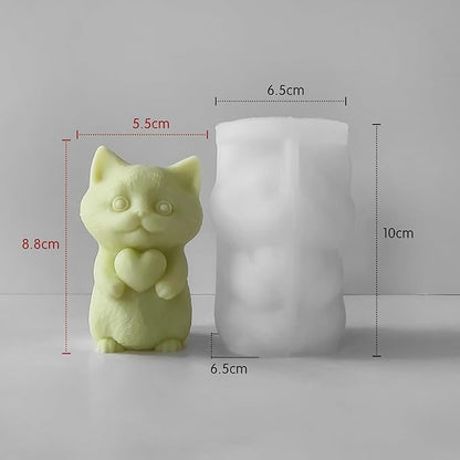 Cat Soap Mold for Animal Candle Making - 3D Silicone Mold for Home Decor Casting