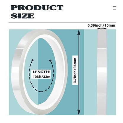 2 Rolls 10mm x33m(108ft) Clear Heat Tape,Transparent High Temperature Heat Resistant Tape,Heat Transfer Tape for Heat Press and Sublimation,Heat Transfer Vinyl,No Residue