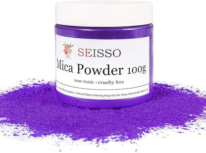 Purple Mica Powder for Epoxy Resin 3.5 oz /100g Powdered Pigment for Soap Colorant Bath Bomb Dye, Cosmetic Grade for Lip Gloss, Acrylic Nails Polish, Craft Projects