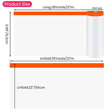 TAPEBEAR Pre-Taped Masking Film with Dispenser, 22" x 30Yards Plastic Sheeting for Painting, Tape and Drape, Painters Masking Tape Film Plastic Drop Cloths for Auto, Appliance and Furniture