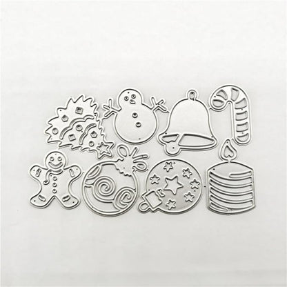 Mvchifay Cutting Dies Happy Birthday Metal Stencils Scrapbooking Tool DIY Emboss Paper Card Making (Christmas Tree Snowman bell-12x7cm)
