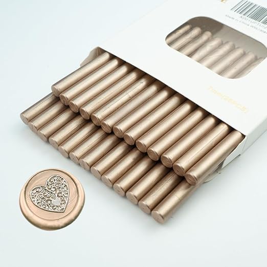 Wax Seal Stick, Ioggtser 26 PCS Mini Glue Gun Wax Seal Stick for Wax Seal Stamp, Sealing Wax Sticks for Wedding Invitations, Cards, Envelopes (Champagne Gold)