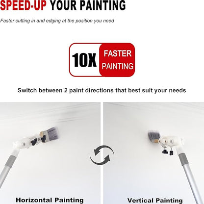 Multi Angle Paint Brush Extender V2, Long Handle Paint Brush, Extension Pole Attachments for Paint Roller, Paint Edger Tool for High Ceilings, Corner Painting Tool for Paint Extension Pole (White)