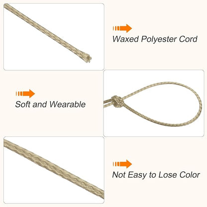 MECCANIXITY Waxed Cord 0.5mm Waxed Polyester Cord 175 Yard Wax String for Bracelet Making, Necklaces, Beading, Jewelry Making and DIY Crafts(Khaki)